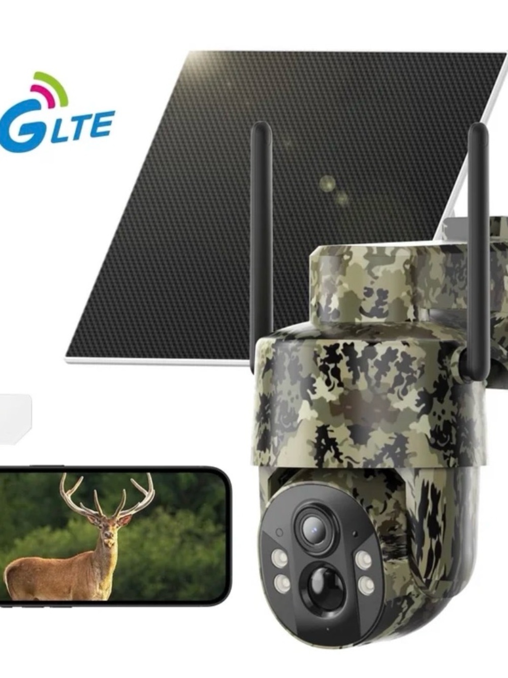 Solar power Camouflage Outdoor Wildlife Security Camera with 4G LTE